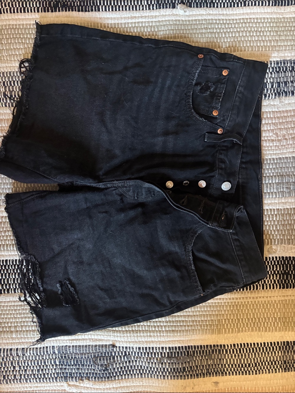 Levi's Black Distressed Denim Jean Shorts